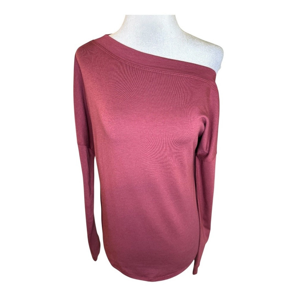 Universal Standard Dolci Top Maroon Off Shoulder Long Sleeve Pima Cotton XS NWT